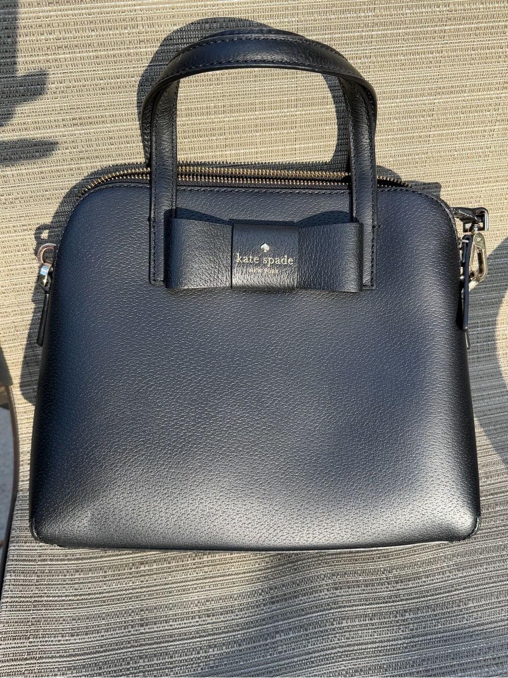 kate spade Black Leather Bow Top-Handle Bag